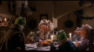 The Ghost of Christmas Present takes Scrooge around town, including to the home of his loyal employee, Bob Cratchit