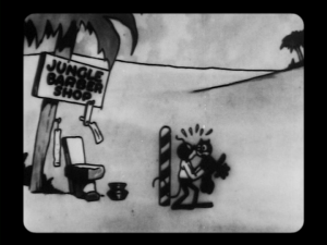 The barber thanks Julius profusely for his help in reacquiring a barber pole