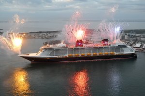 The Disney Dream, Disney Cruise Line's newest ship, arrives Jan. 4. 2011 for the first time to her home port of Port Canaveral, Fla.