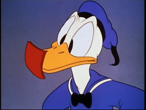 The one last rubber patch Donald has decides to stick all over the place other than the tire