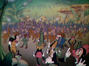 All the bugs join in as the music starts up again