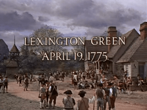 The militia gathers in Lexington Green for the first battle of the Revolutionary War