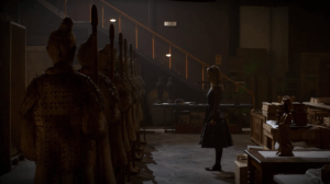 Jessica, possessed, awakens the terra cotta soldiers