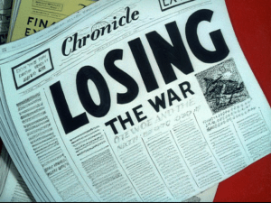 The narrator explains that, during this time of war, it is easy to let Emotion take control over Reason, thanks to headlines like this
