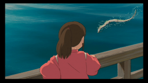 Chihiro sees Haku getting attacked by the paper birds