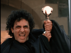 Kalabar takes Merlin's Talisman from the pumpkin, and hopes to destroy Aggie and her family