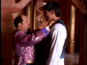 After the prince returns to the palace, his servant Lionel begs him to stop running away and attend to his duties