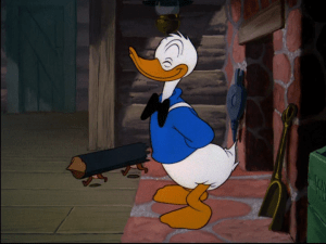 As Donald enjoys the fire he's made, he's unaware that the two chipmunks are taking away the log