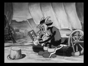 The old goat cries over a photo of his lost love, and sings a mournful song for her