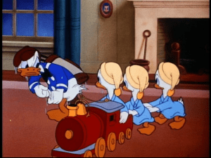 Donald storms back into the house, ready to unleash his frustration on his nephews