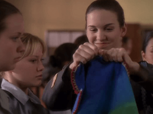 Stone takes out all of her aggression on Kelly's blanket, tearing it in front of her