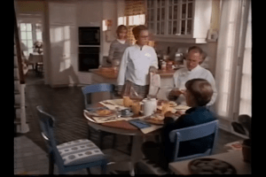 Alex tries to talk to her father about her ideas for new catering uniforms, showing  a glimpse of her unsatisfactory life