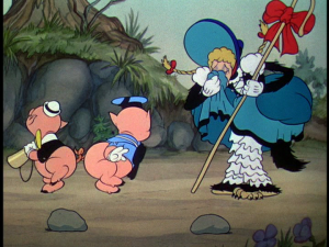 Fiddler and Fifer look around for "Little Bo Peep's" missing sheep