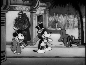 Mickey, Minnie, and Pluto arrive at their premiere, dressed to the nines