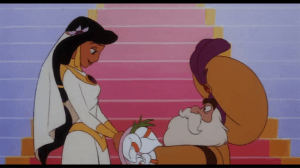 Jasmine and her father share a tender moment before the wedding