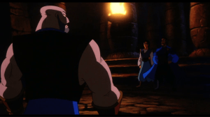 Aladdin is taken to the Challenge Area, where he is to fight Sa'luk to the death