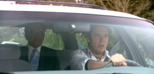 The Devil appears in Sam's car, although Sam thinks he's a carjacker