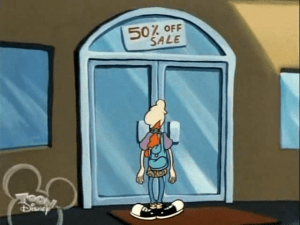 Having no other choice, Pepper Ann sneaks into Abe's Mall wearing a disguise