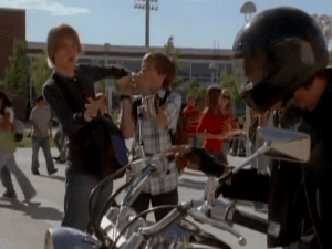 Charlie and Virgil run into Zeke on their way to class, but quickly get out of the rebel's way