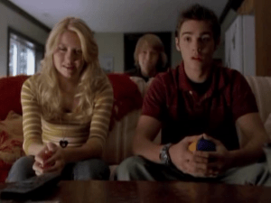 Derek, Stephanie , and Virgil watch the tape from before time was fixed, using it as proof of the time change