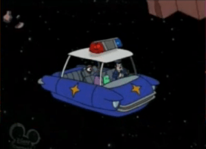 After blowing up the power plant, Lloyd is picked up by a squad car